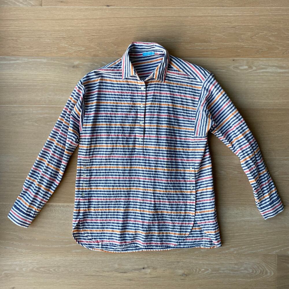 J McLaughlin Fallon Stripe Tunic Shirt XS Cotton Collared